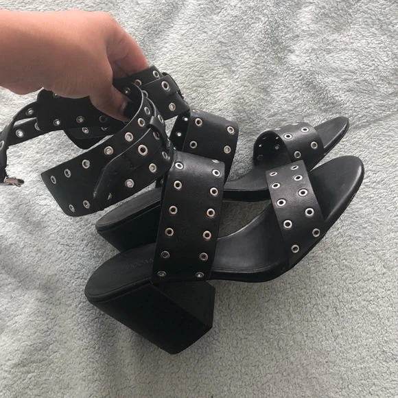 Super cute Rebecca Minkoff heels silver studded on black leather - Picture 10 of 16